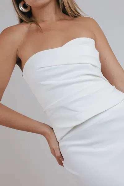 The Sei Strapless Pleat Top In Ivory Crepe In White