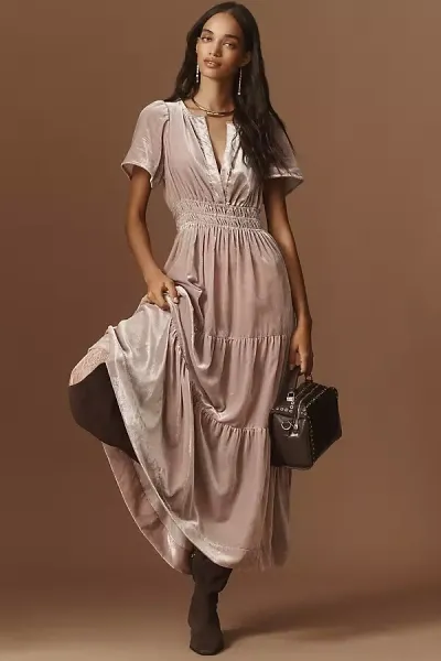 The Somerset Collection By Anthropologie The Somerset Maxi Dress: Velvet Edition In Purple