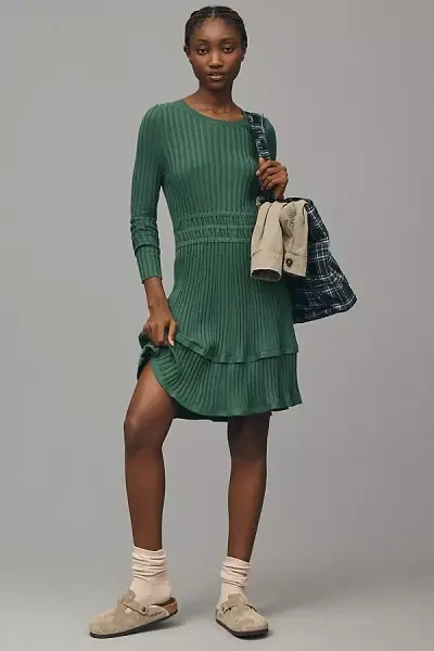 The Somerset Collection By Anthropologie The Somerset Mini Dress: Sweater Edition In Green