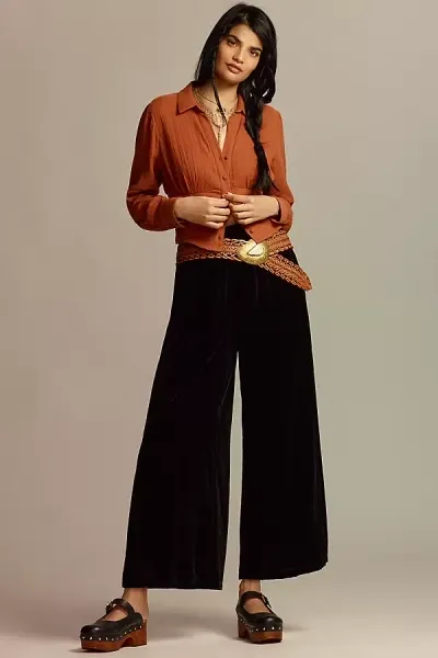 The Somerset Collection By Anthropologie The Somerset Pants: Velvet Edition In Black