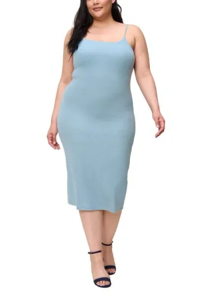 The Standard Stitch The Spaghetti Strap Midi Dress In Sky Blue