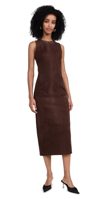 The Wolf Gang Mecca Stud Midi Dress Chocolate