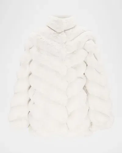 Theia Chinchilla Faux Fur Jacket In White