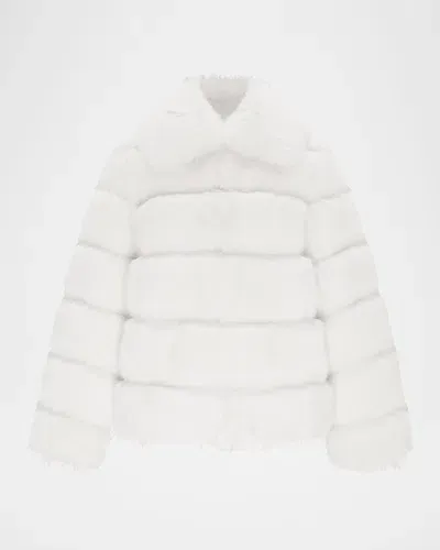 Theia Fox Faux Fur Jacket In White