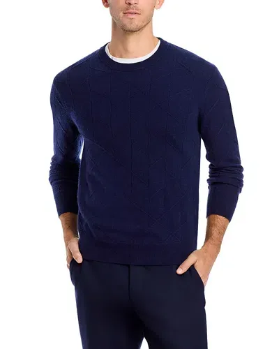 The Men's Store At Bloomingdale's Cashmere Novelty Stitch Crewneck Sweater - Exclusive In Navy Blue