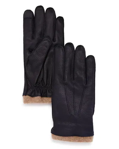 The Men's Store At Bloomingdale's Leather Cashmere Lined Tech Gloves - Exclusive In Navy