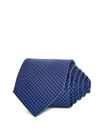 The Men's Store At Bloomingdale's Micro Check Grid Silk Classic Tie - Exclusive In Navy/blue