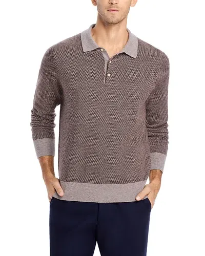 The Men's Store At Bloomingdale's Wool & Cashmere Herringbone Jacquard Polo Sweater In Ash Brown