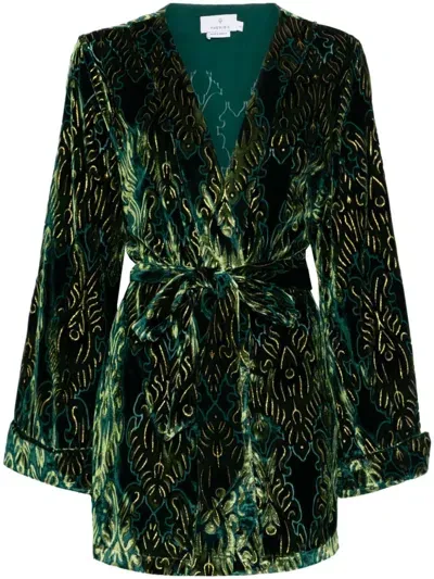 Themis Z Andromeda Devore Kimono In Green