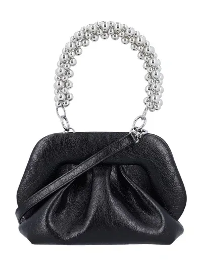 Themoirè Handle Beads Gea Clutch In Black