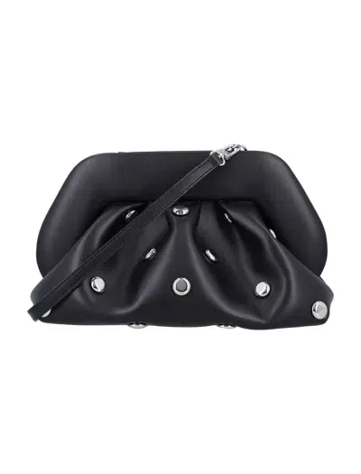 Themoirè Tia Eco Leather Beads Clutch In Black