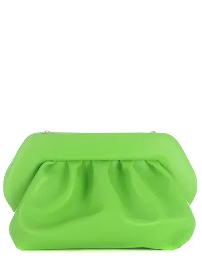 Themoirè Faux Leather Clutch With Magnetic Closure In Green