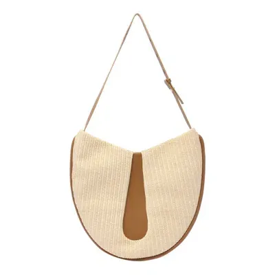 Themoirè Interwoven Panelled Shoulder Bag In Beige