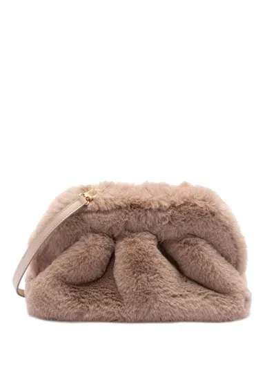 Themoire' Tia Faux Fur Clutch In Beige