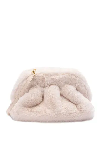 Themoire' Tia Faux Fur Clutch In White