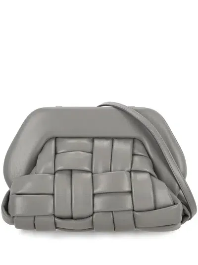 Themoirè Tia Weaved Vegan Leather Clutch In Gray