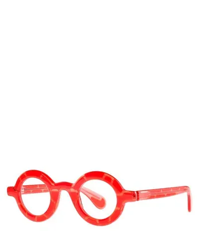 Theo Eyeglasses Orso 010 Neon Red+transparent Grenadine Red In Crl