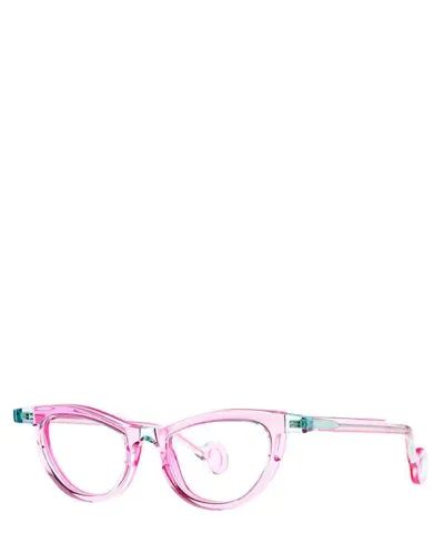 Theo Eyeglasses Pablo 011 Transparent Neon Green+transparent Shocking Pink In Crl