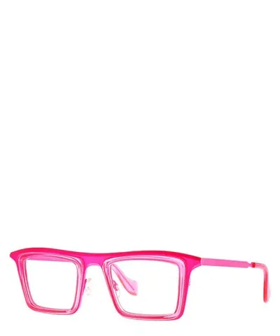 Theo Eyeglasses Trellis 013 Transparent+fluo Pink In Crl