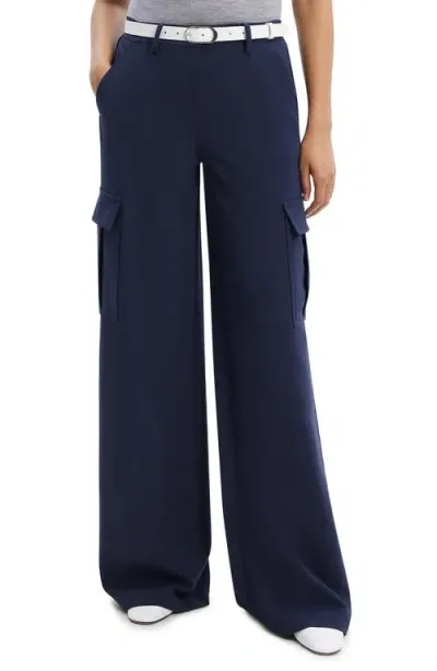 Theory Relaxed Straight Wool-blend Cargo Pant In Blue