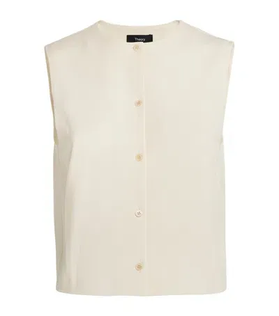 Theory Admiral Crepe Shell Top In Ivory