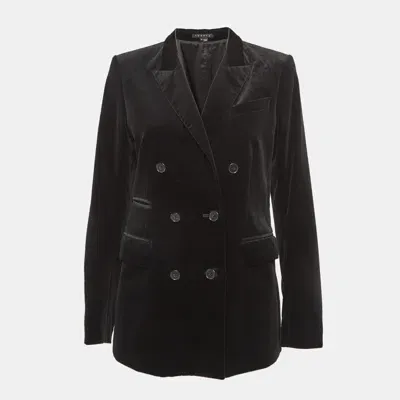 Pre-owned Theory Black Velvet Double Breasted Blazer L