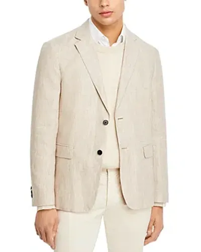 Theory Clinton Glen Plaid Linen Suit Jacket In Sand Melange