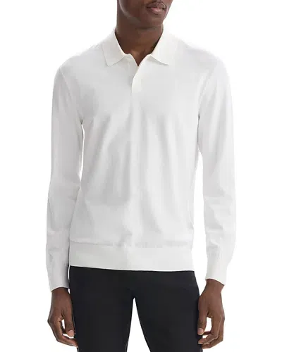 Theory Clinton Supima Cotton Regular Fit Long Sleeve Polo Shirt In White