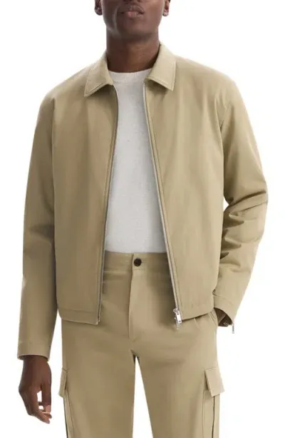 Theory Cotton Twill Zip Cuff Bomber Jacket In Khaki