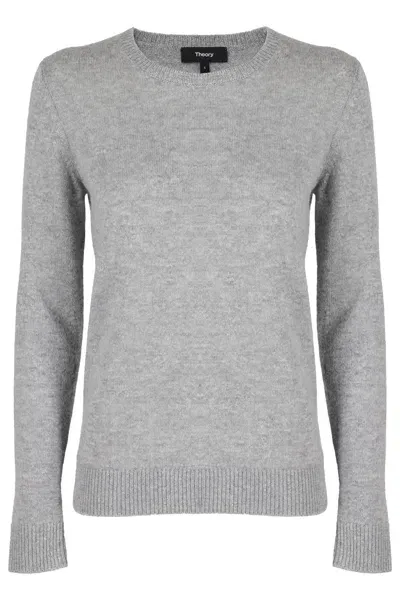 Theory Crewneck Knit Jumper In Grey