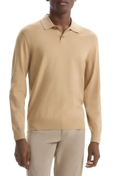 Theory Goris Long Sleeve Polo In New Camel