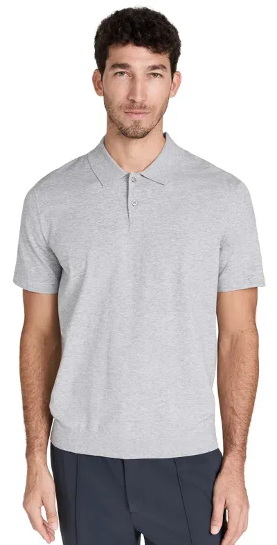 Theory Goris Short Sleeve Knit Polo Silver Heather