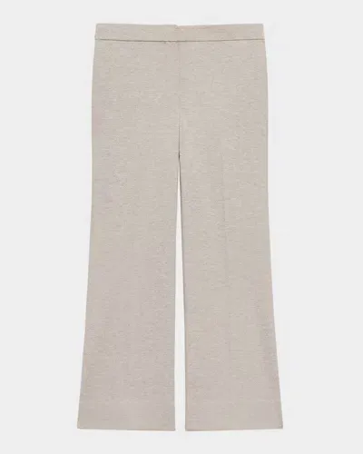 Theory Herringbone Knit Cropped Pants In Lt Gry Mel