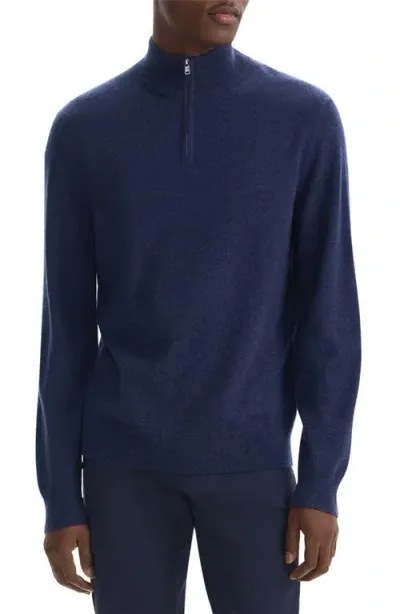 Theory Hilles Quarter Zip Cashmere Sweater In Baltic Melange