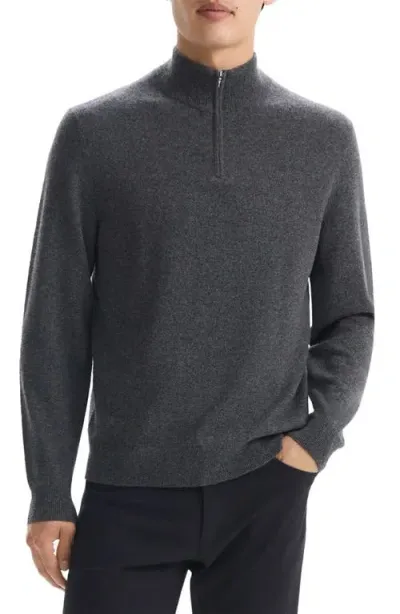 Theory Hilles Quarter Zip Cashmere Sweater In Grey Heather