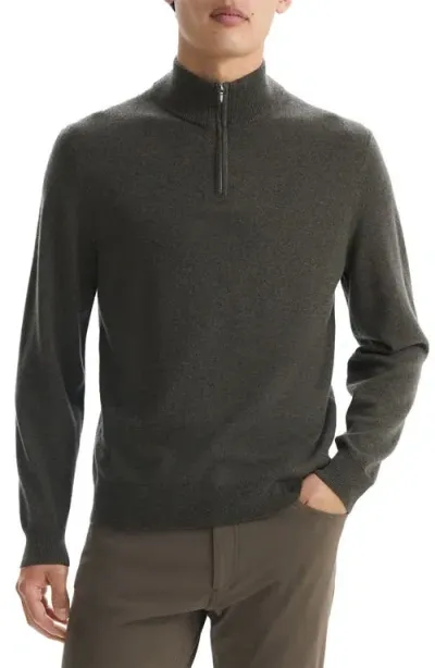 Theory Hilles Quarter Zip Cashmere Sweater In Hunter Green Melange