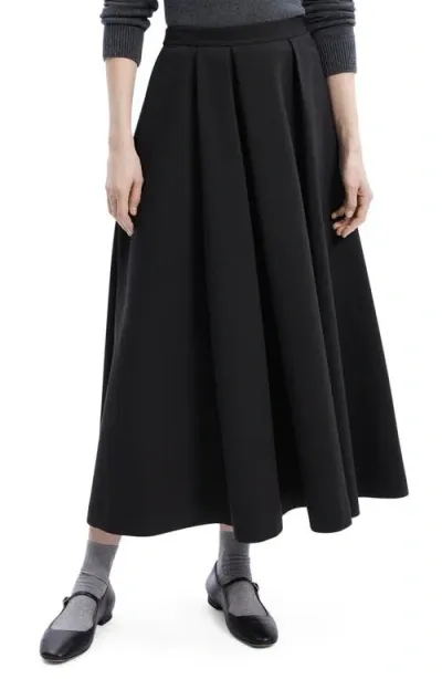 Theory Irregular Pleat Maxi Skirt In Black