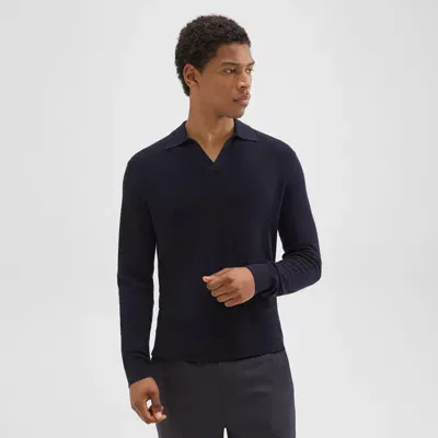 Theory Johnny Collar Sweater In Merino Wool In Baltic