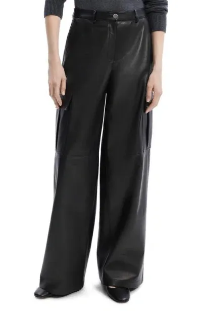 Theory Leather Cargo Pants In Black