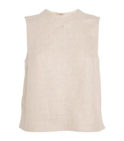 Theory Linen Zip-up Clean Top In Neutral