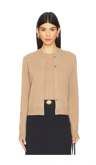 Theory Long Sleeve Cashmere Cardigan In Tan