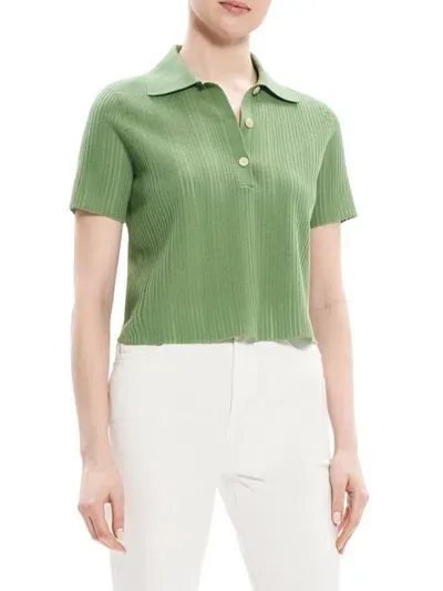 Theory Matt Cropped Polo In Leaf