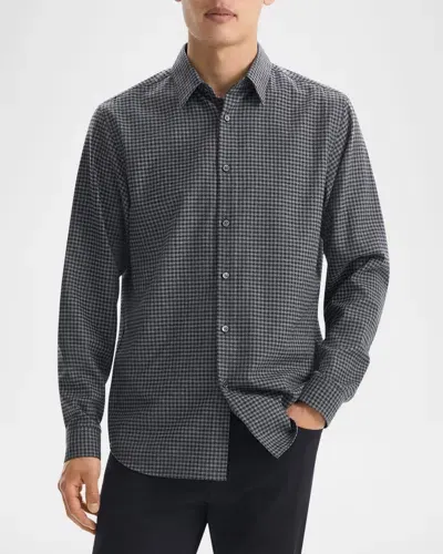 Theory Irving Gingham Shirt Charcoal Multi In Charcl Mlt