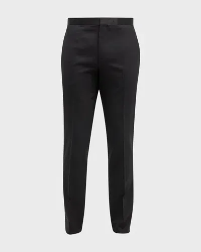 Theory Men's Mayer Stretch-wool Tuxedo Pants In Black