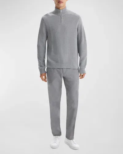 Theory Men's Walton Quarter-zip Sweater In Medium Grey Heather