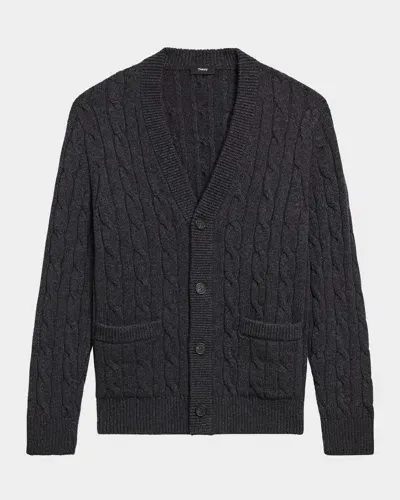 Theory Wool & Cashmere Cable Knit Slim Fit Cardigan In Pestle Melange