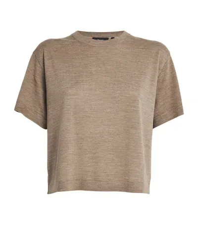 Theory Merino Boxy T-shirt In Beige