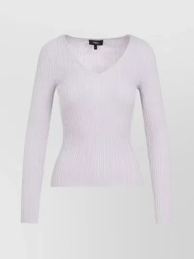 Theory V-neck Knitted Top In White