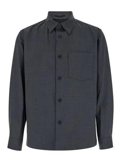 Theory Overshirt.bond Wool In Grey