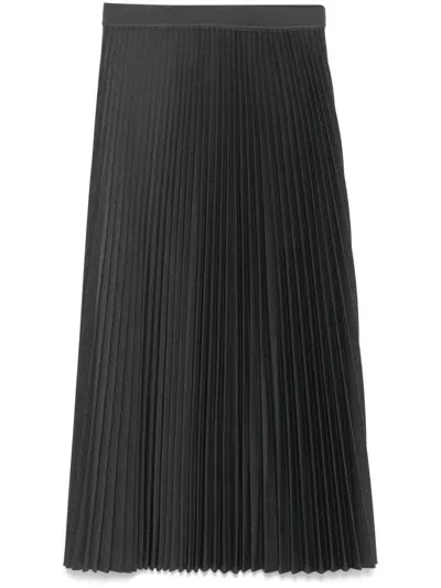 Theory Pleated Pull-on Midi Skirt In Grey